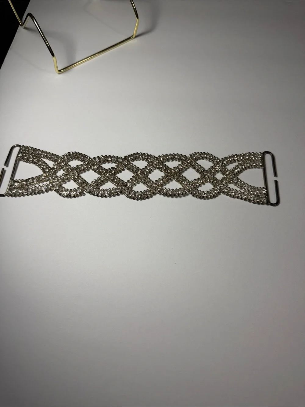 Vintage Silver Rhinestone Wristlet Strap or Choker Necklace 9